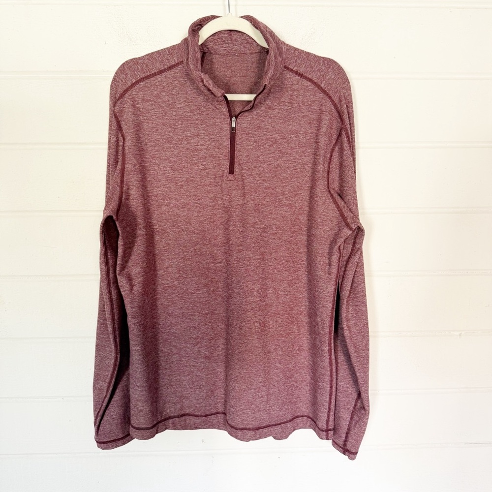 Lululemon Men’s Burgundy Heather Quarter Zip Long Sleeve  Athletic Top Size L